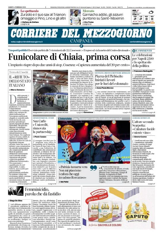 Prima-pagina-corriere del mezzogiorno-del-2025-02-01